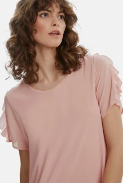 James Lakeland Short Sleeve Wave Hem Dress Pale Pink