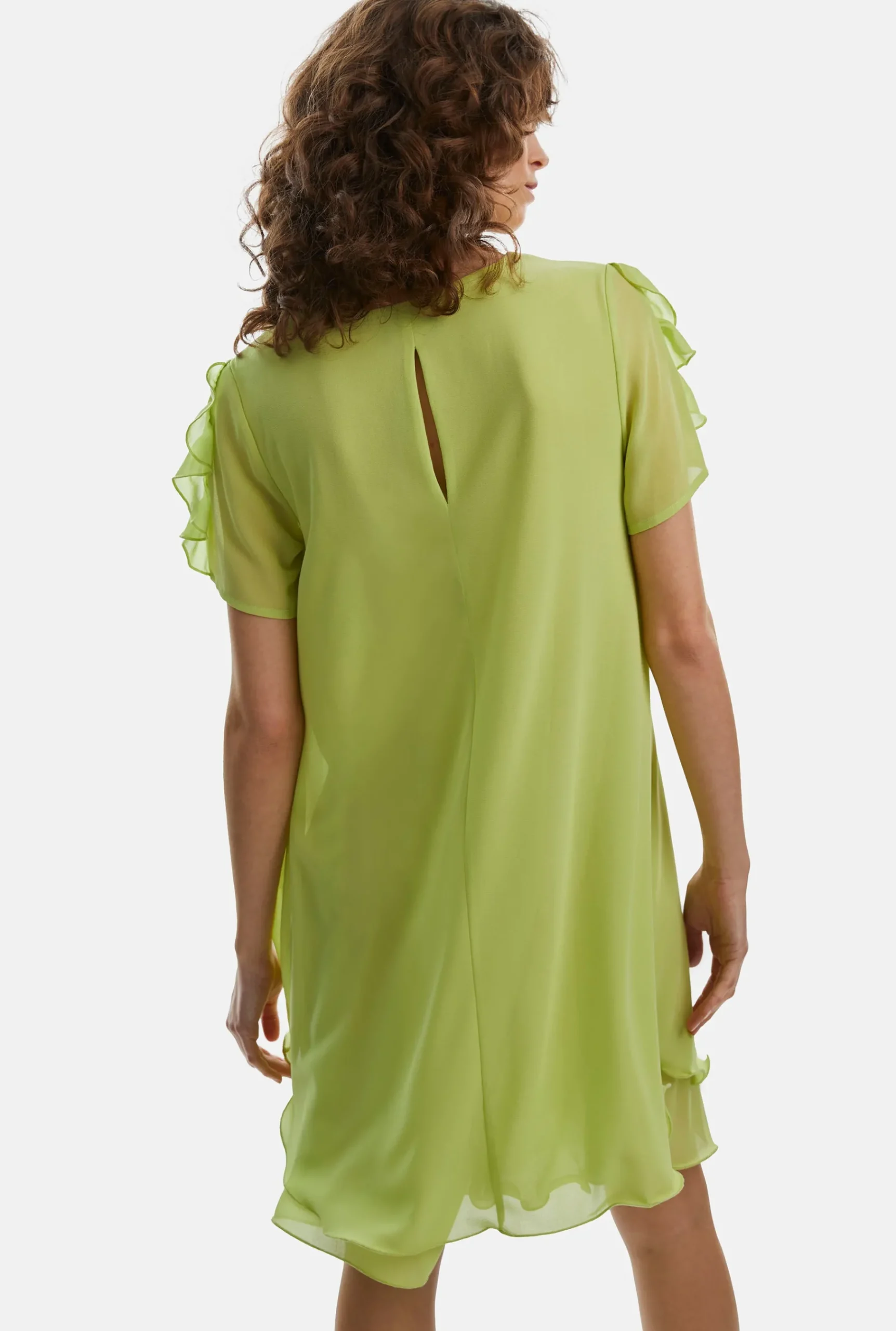 James Lakeland Short Sleeve Wave Hem Dress Lime