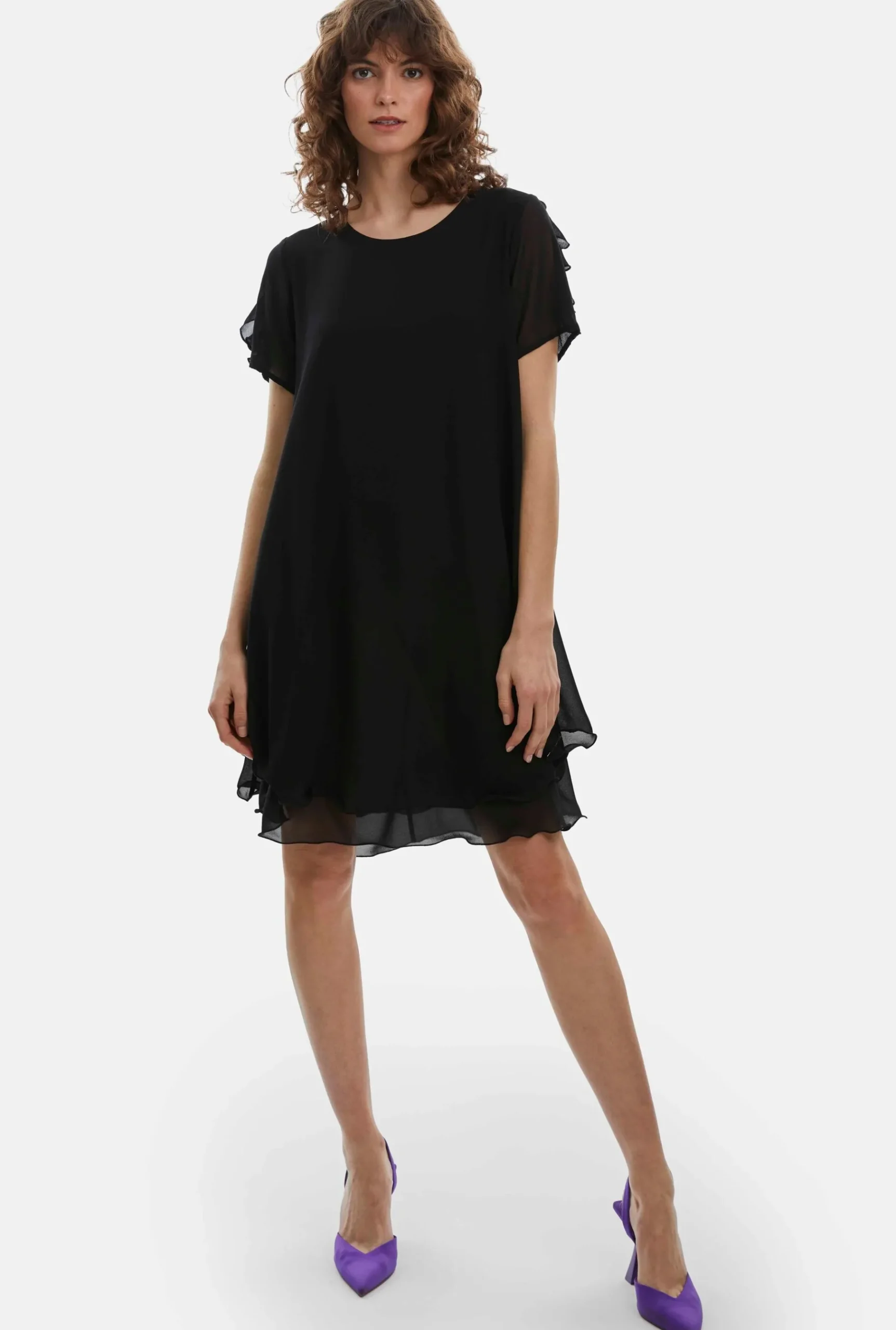 James Lakeland Short Sleeve Wave Hem Dress Black