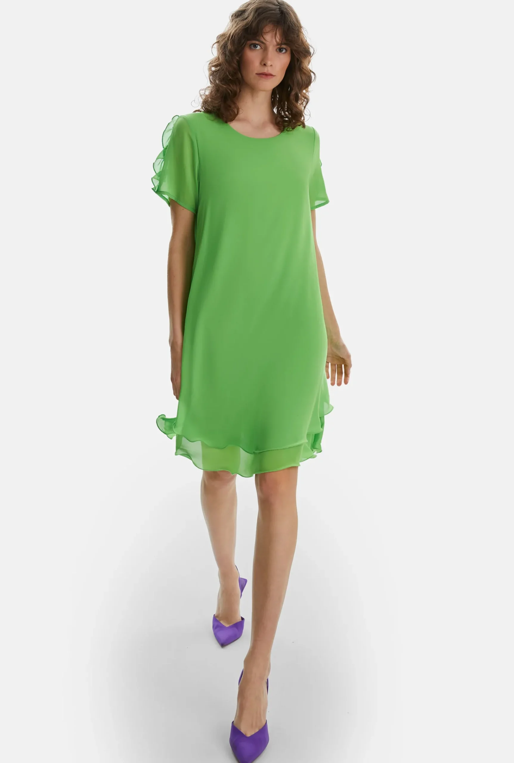 James Lakeland Short Sleeve Wave Hem Dress Green