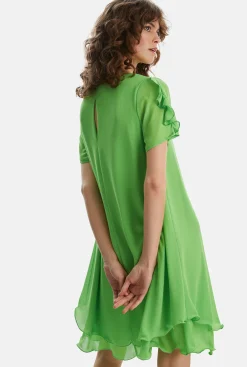 James Lakeland Short Sleeve Wave Hem Dress Green