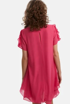 James Lakeland Short Sleeve Wave Hem Dress Fuchsia