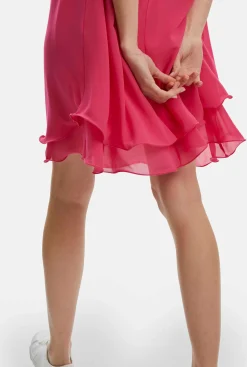 James Lakeland Short Sleeve Wave Hem Dress Fuchsia