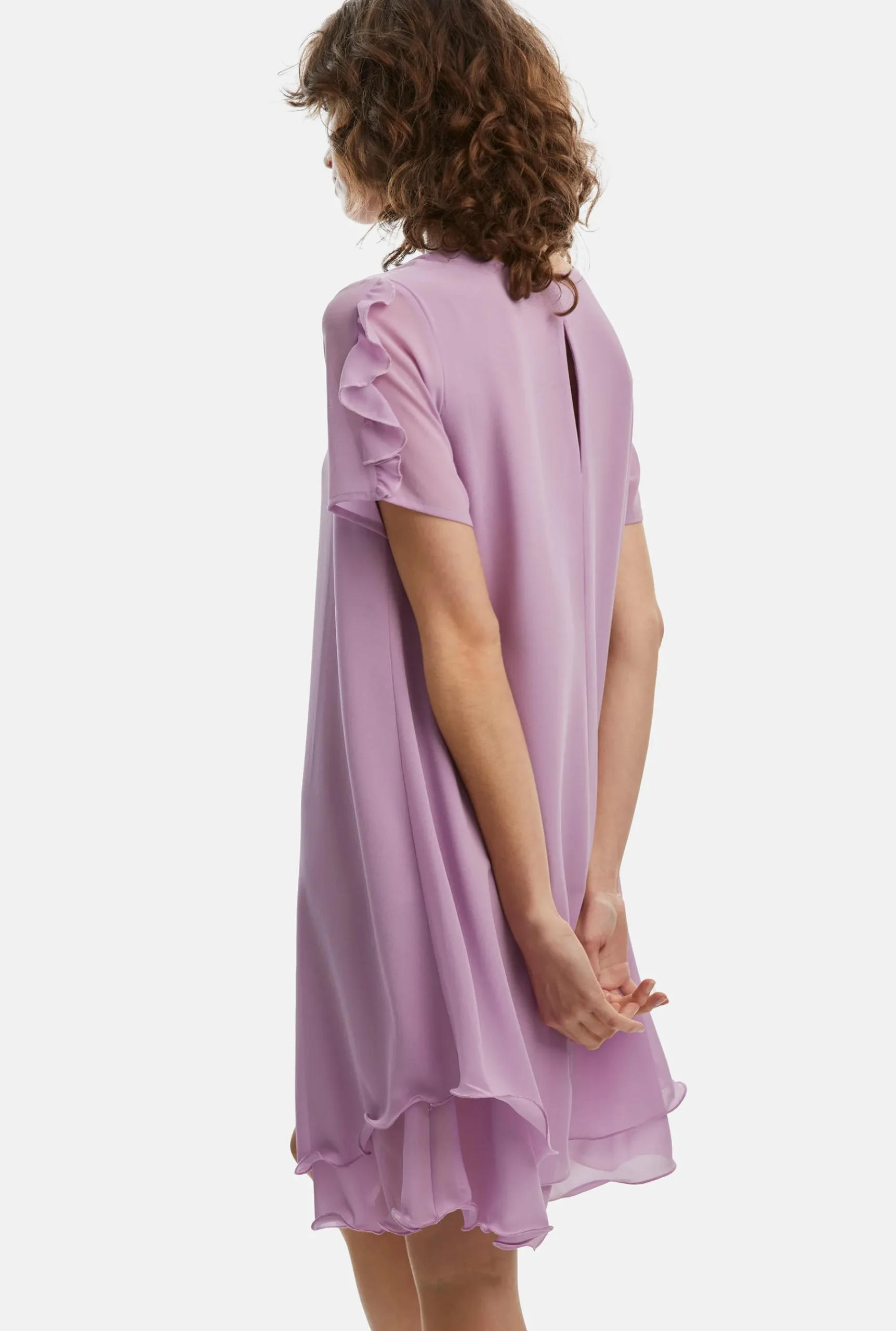 James Lakeland Short Sleeve Wave Hem Dress Lilac