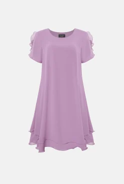 James Lakeland Short Sleeve Wave Hem Dress Lilac