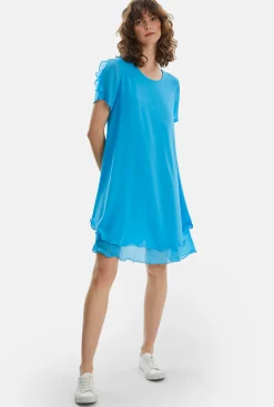 James Lakeland Short Sleeve Wave Hem Dress Turquoise