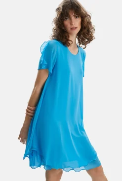 James Lakeland Short Sleeve Wave Hem Dress Turquoise