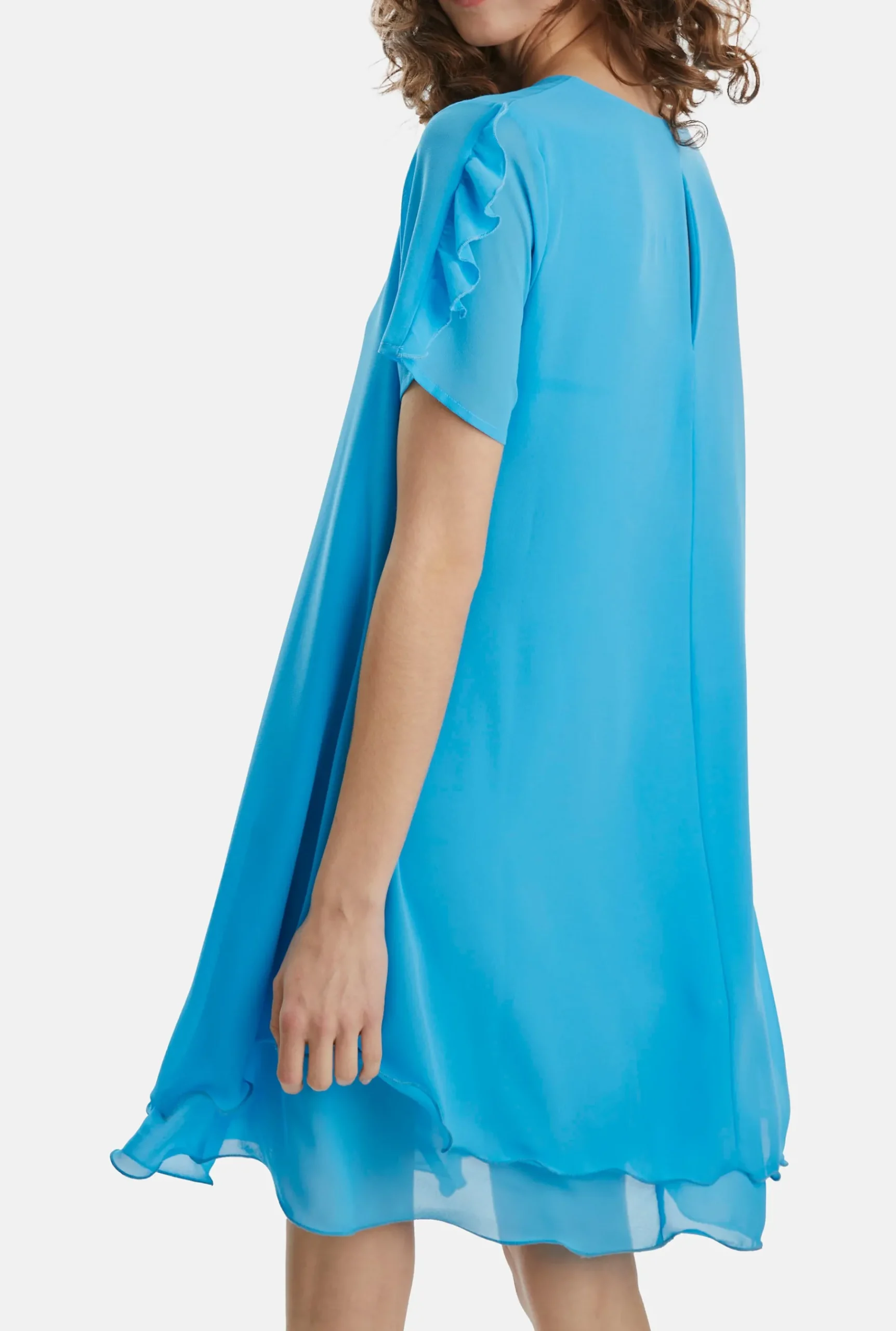 James Lakeland Short Sleeve Wave Hem Dress Turquoise