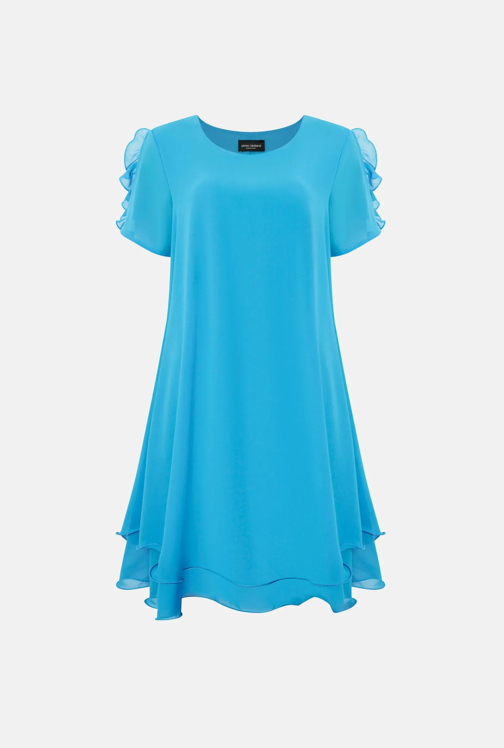 James Lakeland Short Sleeve Wave Hem Dress Turquoise