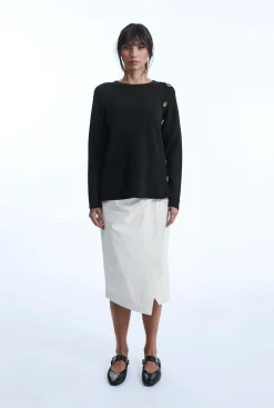 James Lakeland Side Button Black Jumper