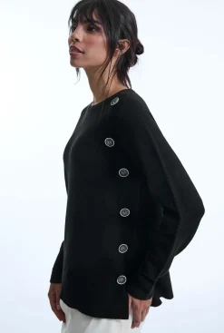 James Lakeland Side Button Black Jumper