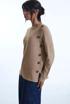 James Lakeland Side Button Taupe Jumper