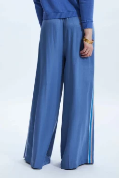 James Lakeland Side Stripe Wide Leg Trousers Denim