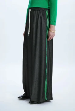James Lakeland Side Stripe Wide Leg Trousers Black