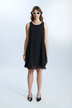 James Lakeland Sleeveless Wave Hem Dress Black