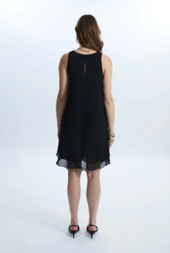 James Lakeland Sleeveless Wave Hem Dress Black