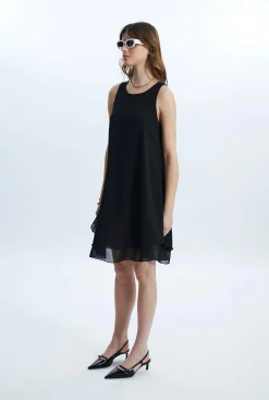 James Lakeland Sleeveless Wave Hem Dress Black