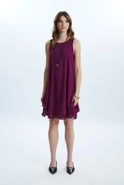 James Lakeland Sleeveless Wave Hem Dress Purple