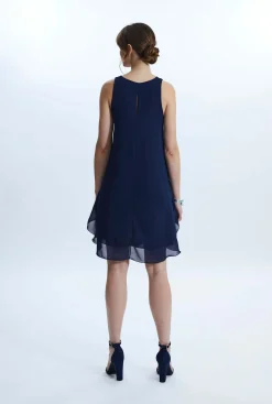 James Lakeland Sleeveless Wave Hem Dress Navy