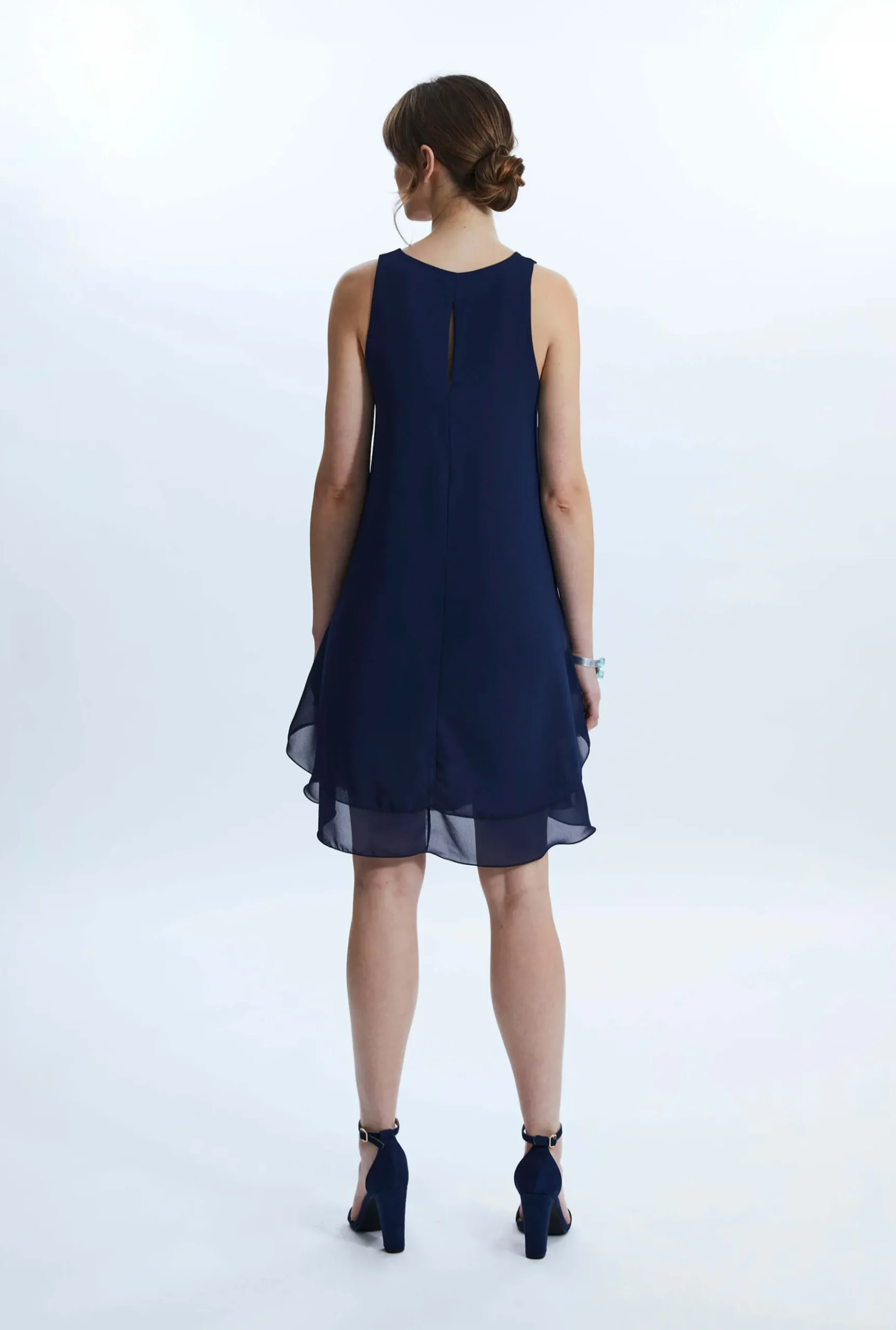 James Lakeland Sleeveless Wave Hem Dress Navy