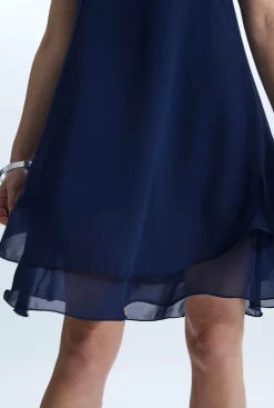 James Lakeland Sleeveless Wave Hem Dress Navy