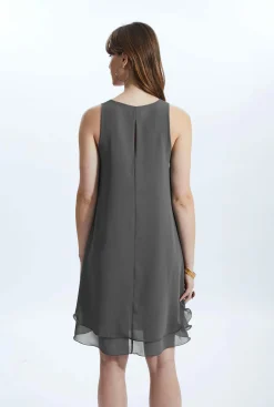 James Lakeland Sleeveless Wave Hem Dress Charcoal