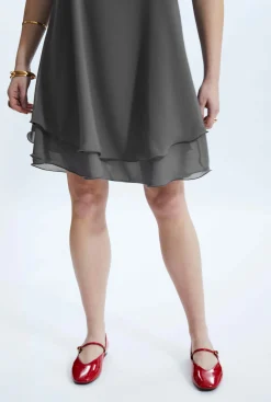 James Lakeland Sleeveless Wave Hem Dress Charcoal