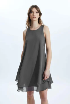 James Lakeland Sleeveless Wave Hem Dress Charcoal