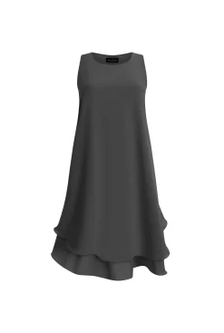 James Lakeland Sleeveless Wave Hem Dress Charcoal