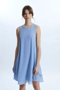 James Lakeland Sleeveless Wave Hem Dress Pale Blue
