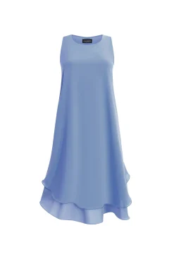 James Lakeland Sleeveless Wave Hem Dress Pale Blue