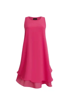 James Lakeland Sleeveless Wave Hem Dress Fuchsia