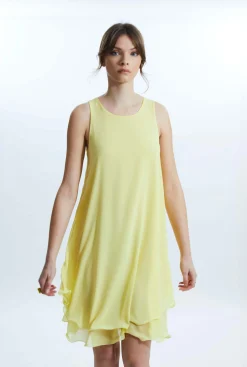James Lakeland Sleeveless Wave Hem Dress Yellow