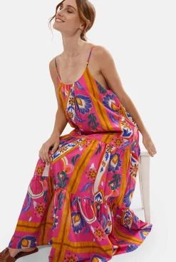 James Lakeland Strappy Tiered Printed Midi Dress