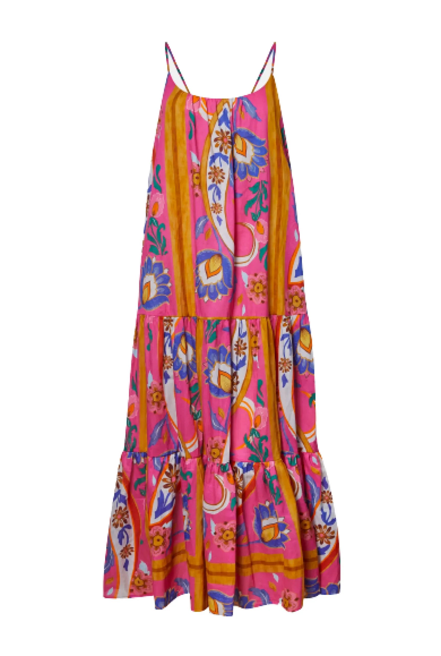 James Lakeland Strappy Tiered Printed Midi Dress