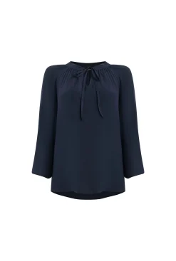 James Lakeland Tie Up Neck Blouse