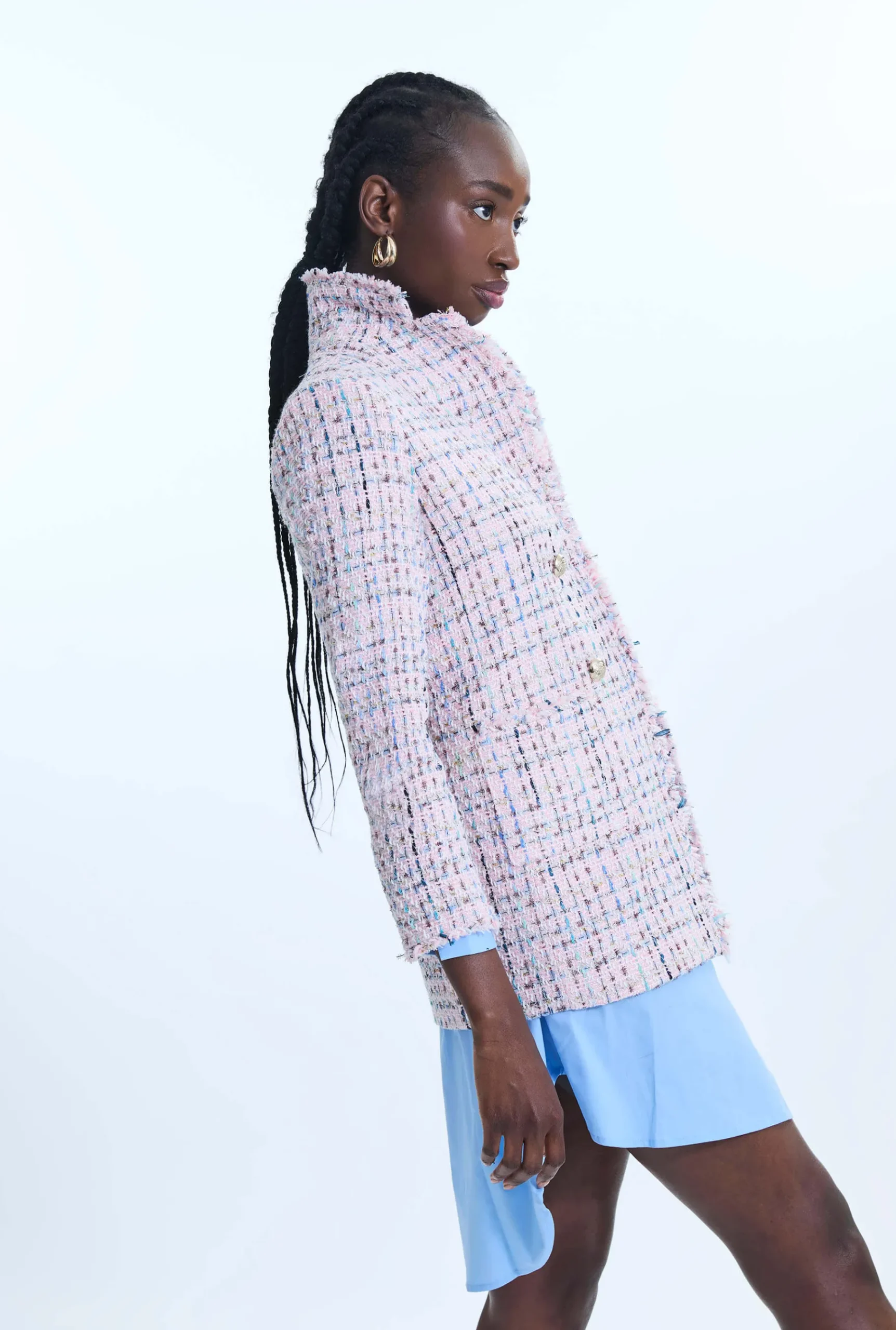 James Lakeland Tweed Detail Blazer Pink