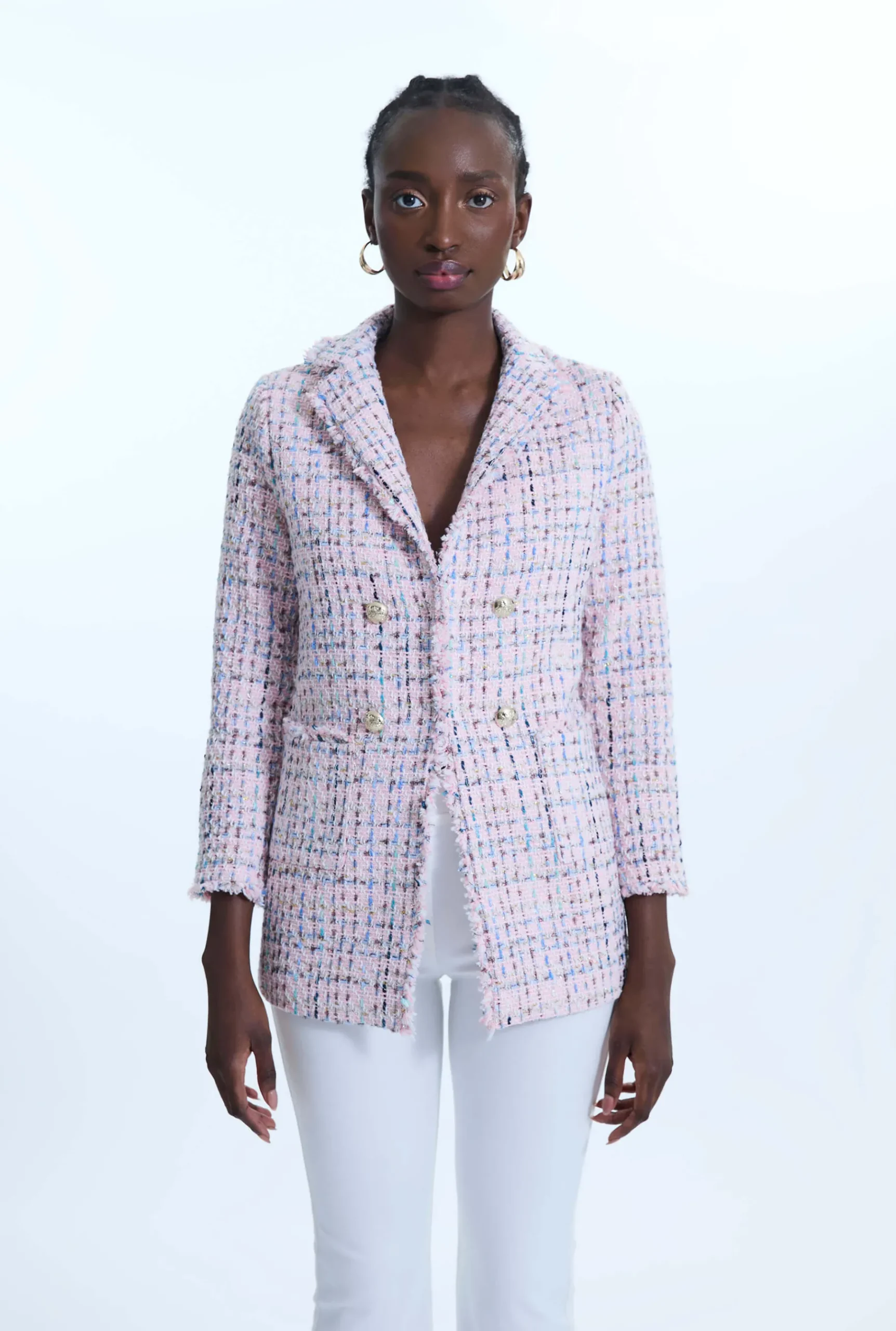 James Lakeland Tweed Detail Blazer Pink
