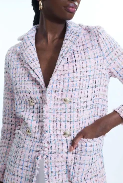 James Lakeland Tweed Detail Blazer Pink