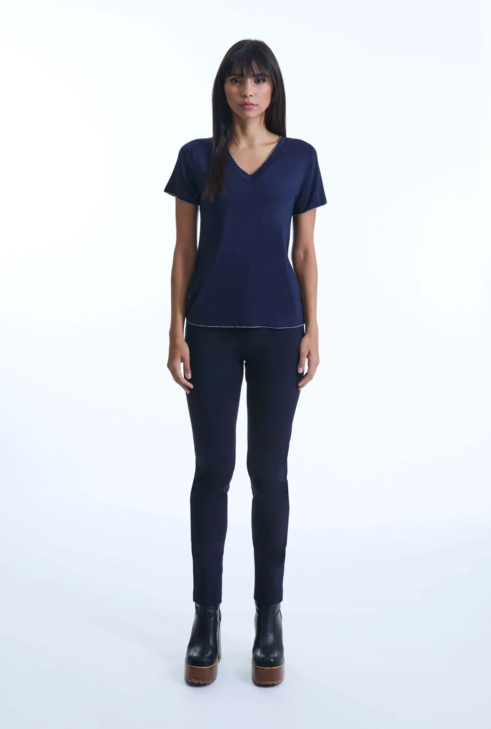 James Lakeland V-neck Navy T-shirt