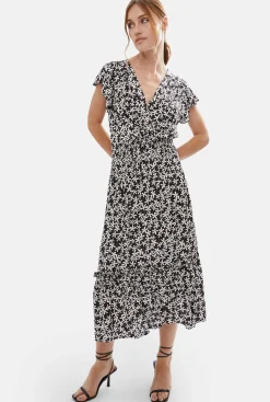James Lakeland V-neck Ruffle Sleeve Midi Dress