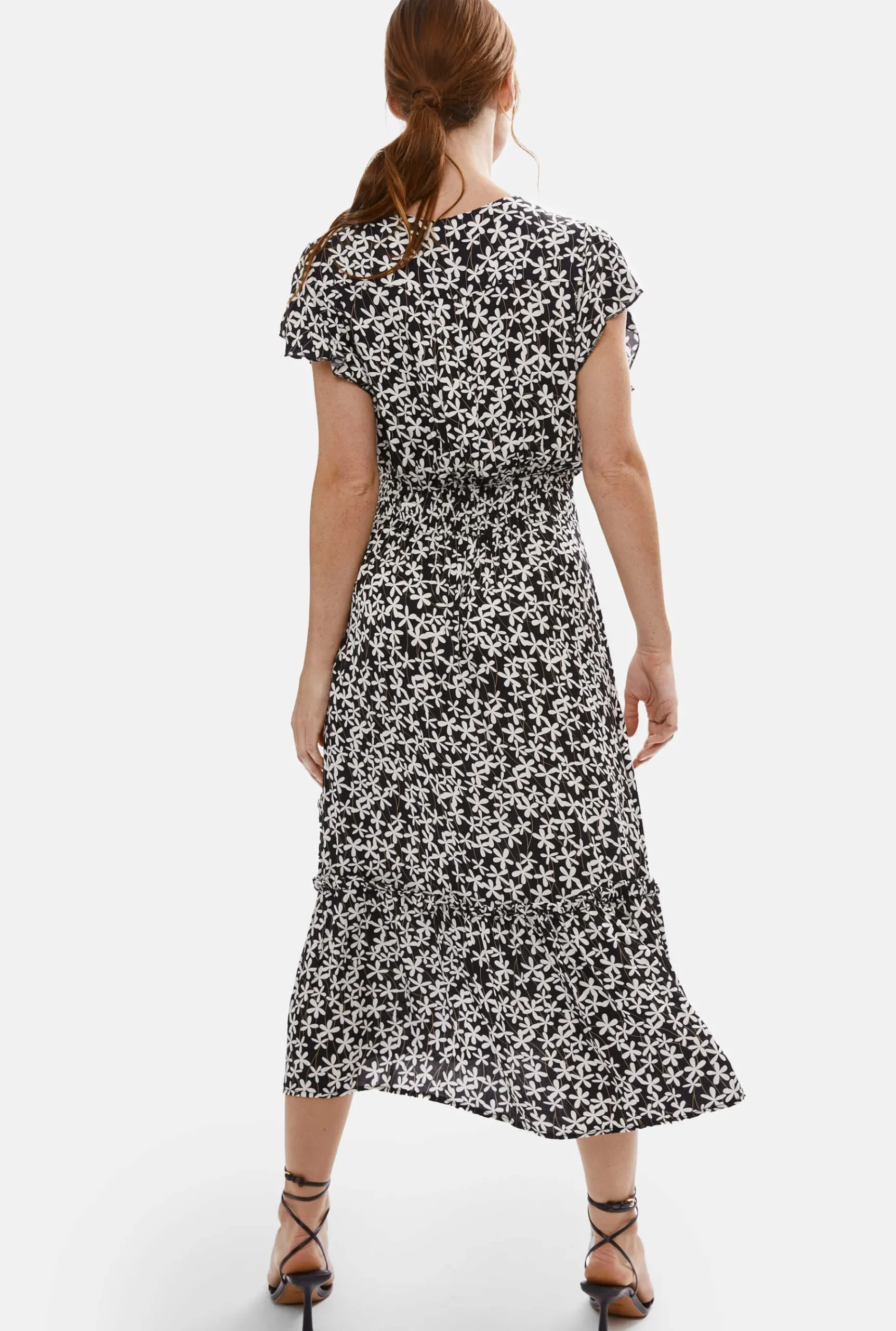 James Lakeland V-neck Ruffle Sleeve Midi Dress