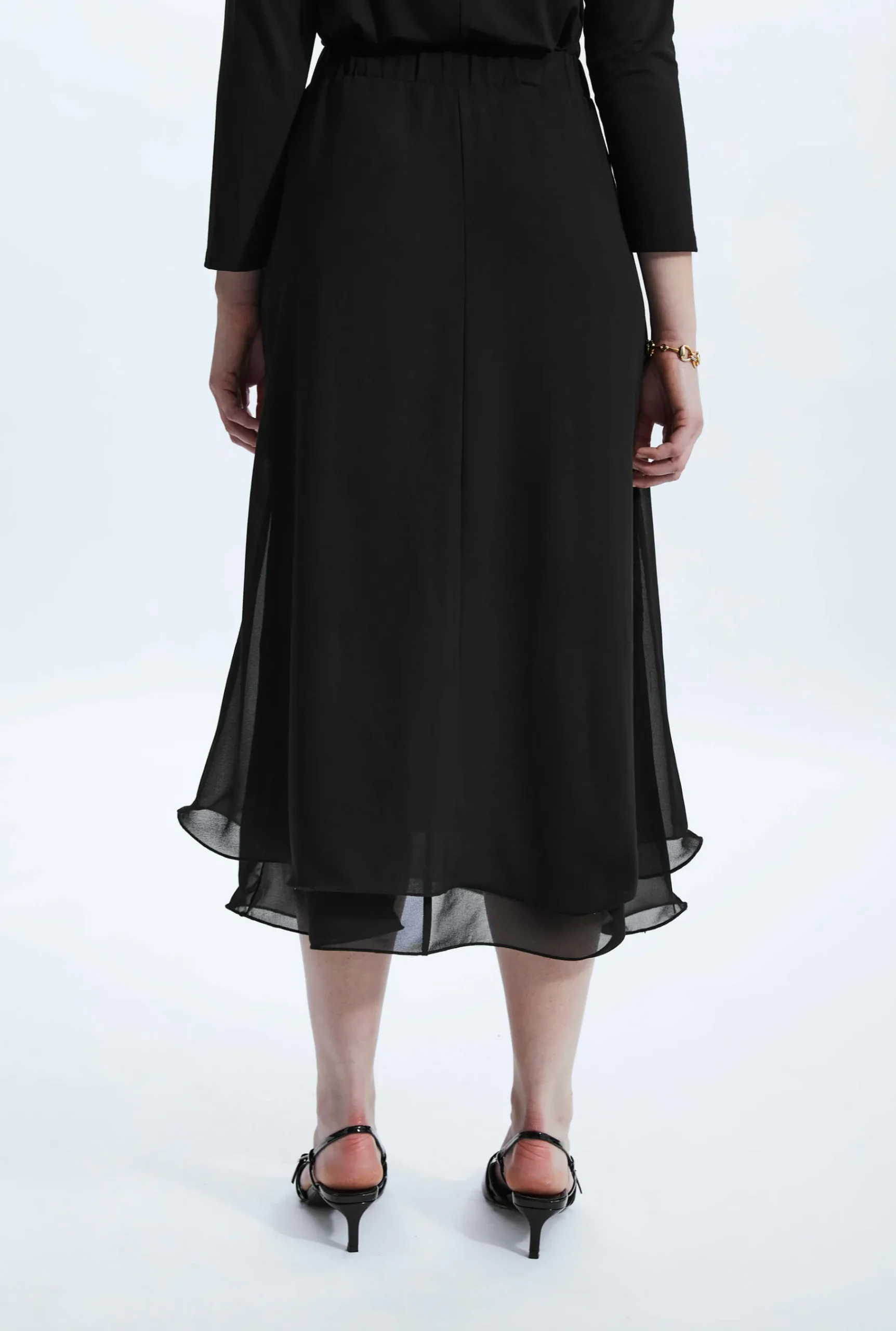 James Lakeland Wave Hem Tiered Skirt Black