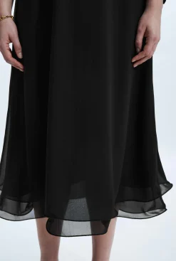 James Lakeland Wave Hem Tiered Skirt Black