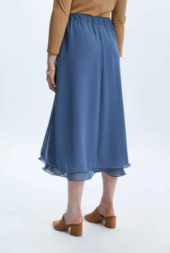James Lakeland Wave Hem Tiered Skirt Denim