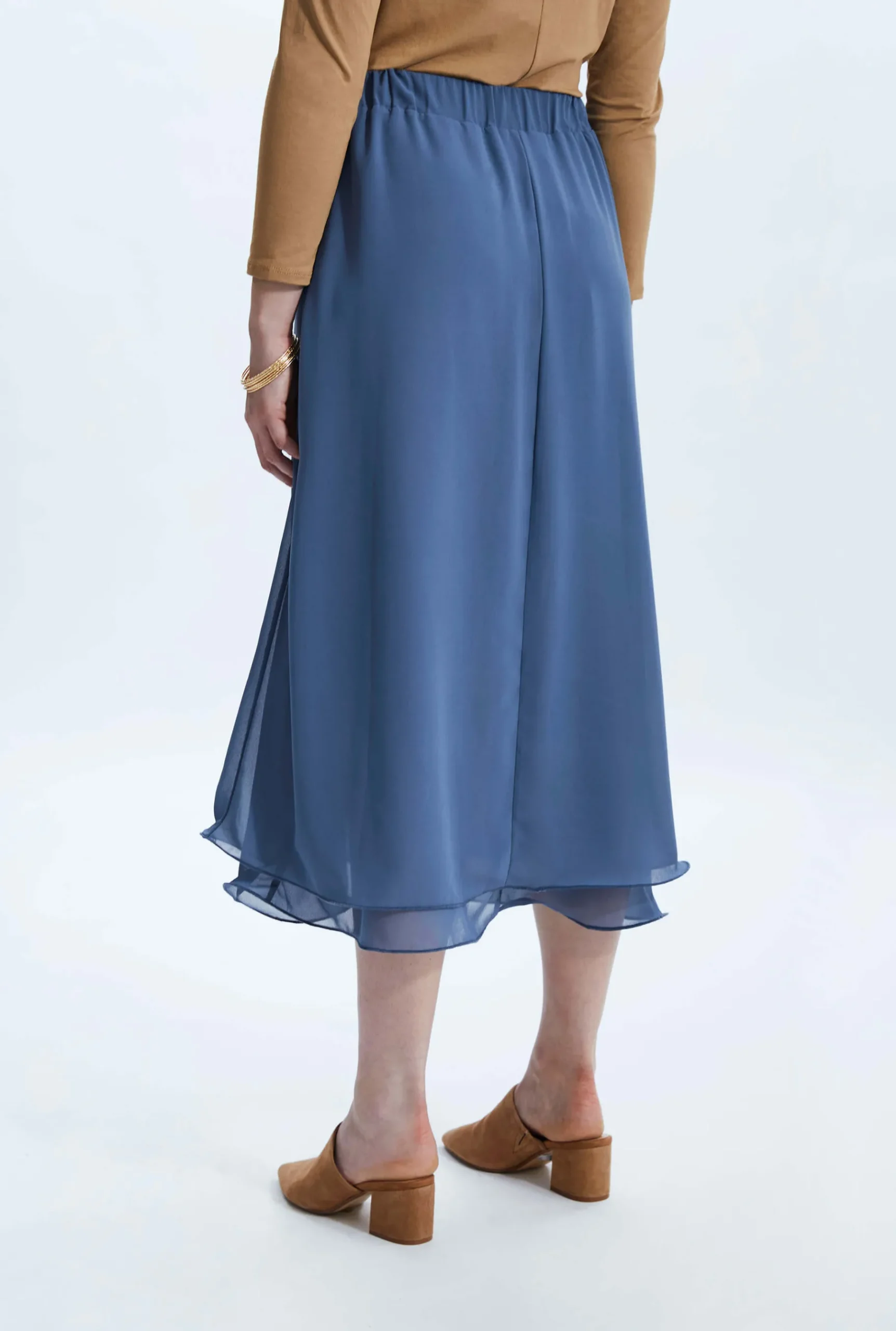 James Lakeland Wave Hem Tiered Skirt Denim