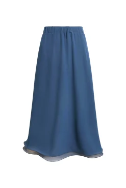James Lakeland Wave Hem Tiered Skirt Denim