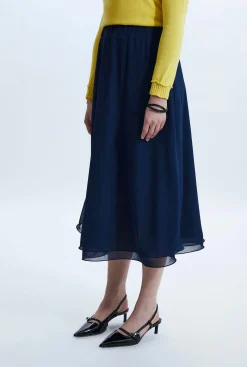 James Lakeland Wave Hem Tiered Skirt Navy