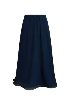 James Lakeland Wave Hem Tiered Skirt Navy