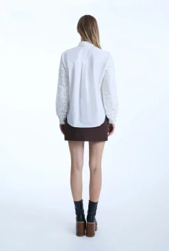 James Lakeland White Crochet Sleeves Shirt